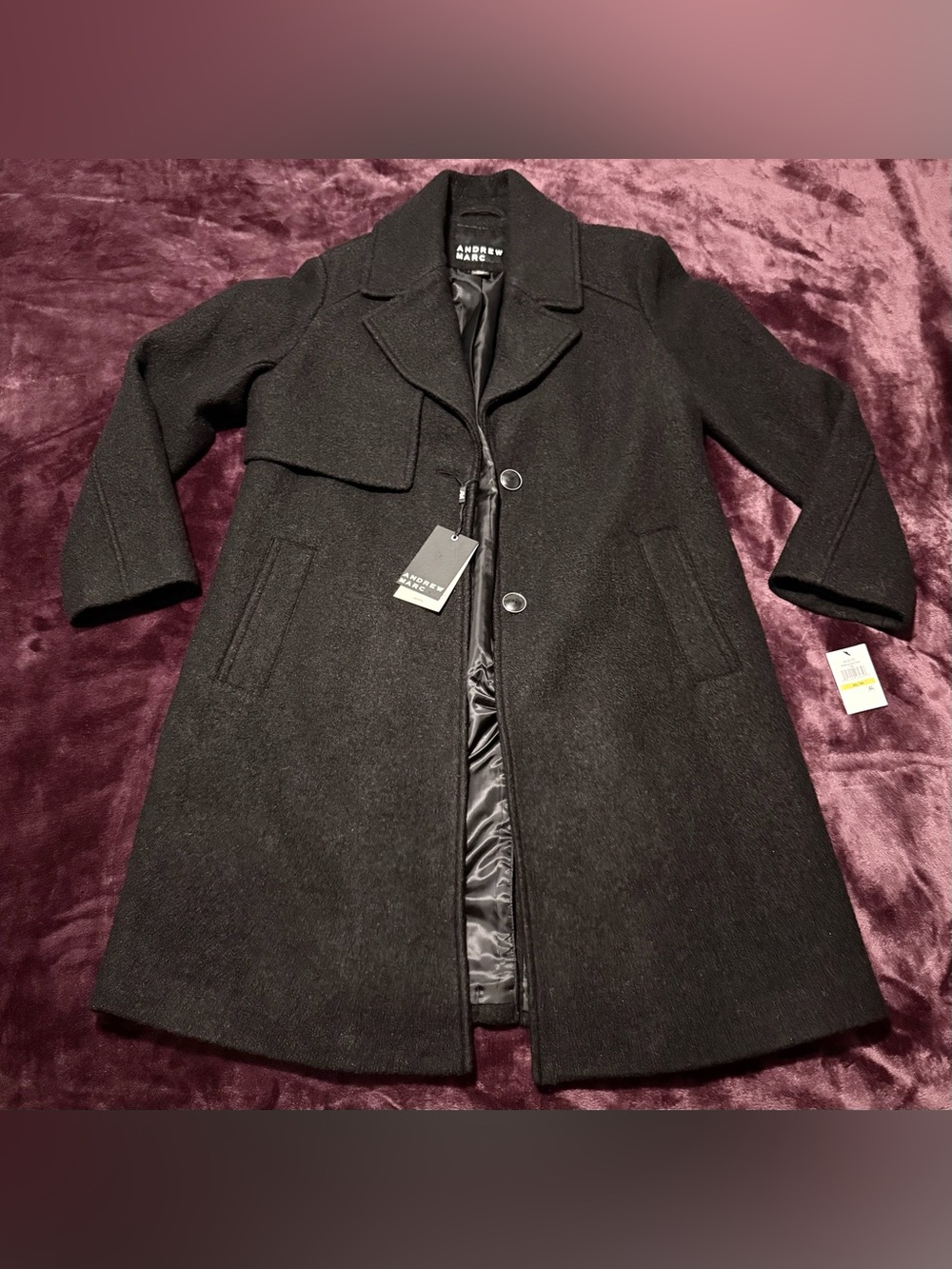 Andrew Marc Black Wool Coat
